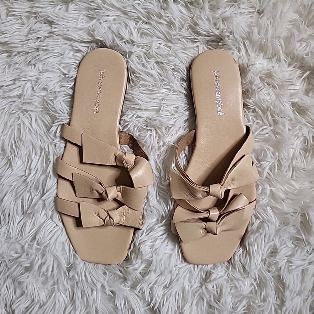 Jeffrey Campbell Sandals Lynx Slides Leather Bows Sandals Women's Cute - 8 - Picture 4 of 11